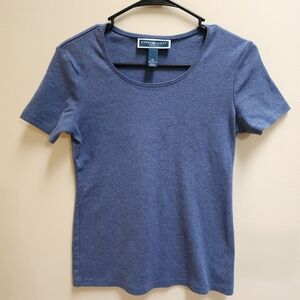Karen Scott Heathered Blue T-shirt Women's Size Petite Small